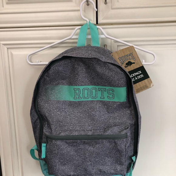 NWT Roots Student Backpack - grey / mint - Picture 2 of 13